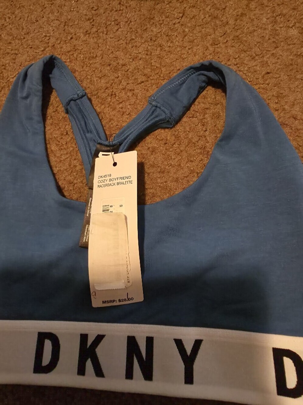 NWT-DKNY  Blue Sports Bra with Logo Band - Picture 16 of 16